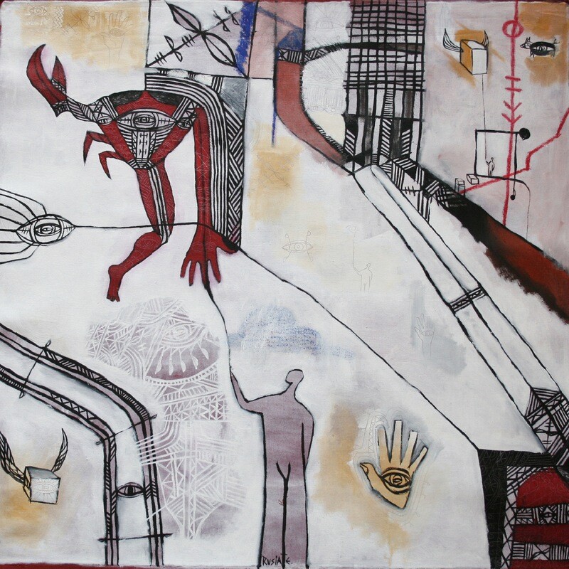 Lines of Life, 2009 by Rusiate Lali 91x91cm