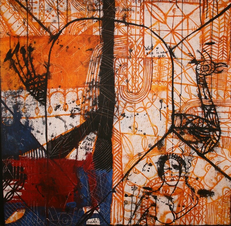 Roots Finding Water (2007) by Rusiate Lali 90x90cm