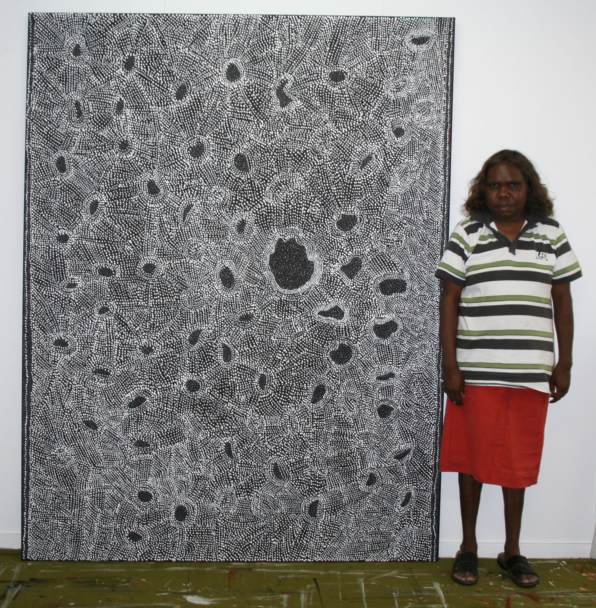 Rockhole  Dreaming by Julie Nangala Robertson 182x152cm