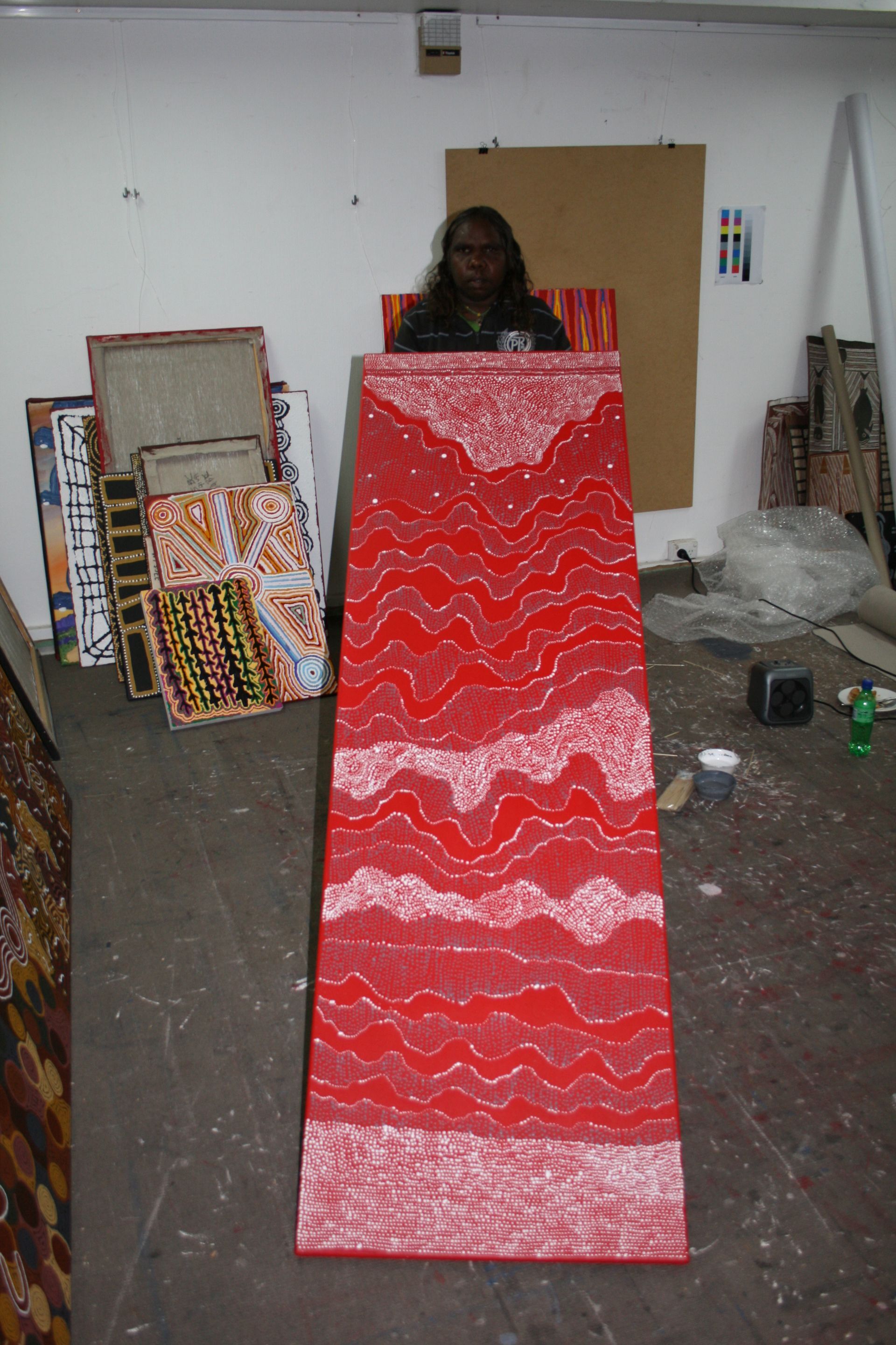 Pirlinyanu Site - Water Dreaming (2010) by Julie Nangala Robertson, 198x61cm Cat 14000JR