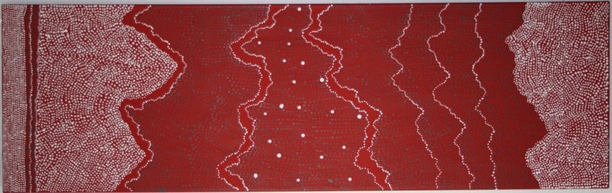 Pirlinyanu Site - Water Dreaming (2010) by Julie Nangala Robertson, 198x61cm Cat 13483JR