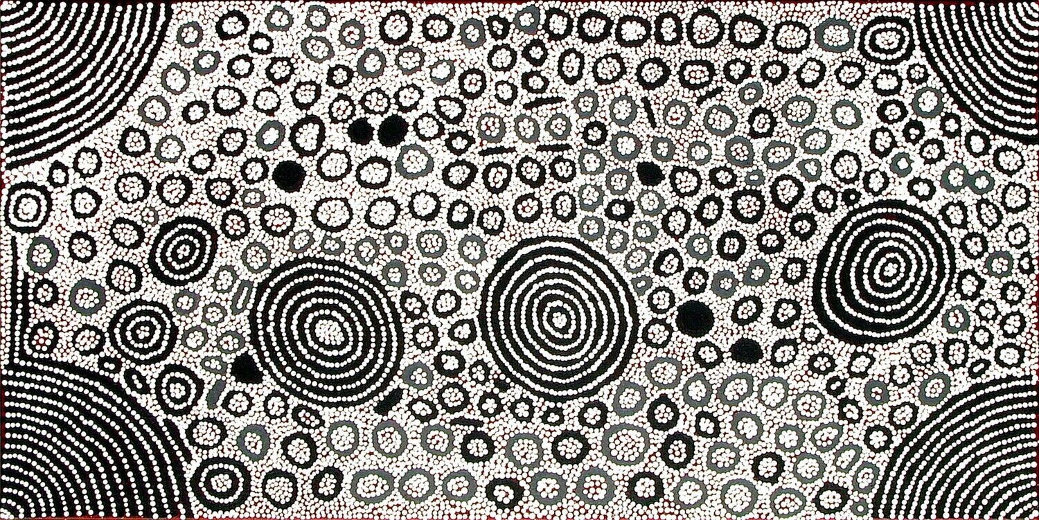 Tingari Cycle (2005) by Barney Campbell Tjakamarra 152x76cm Cat 9396BC