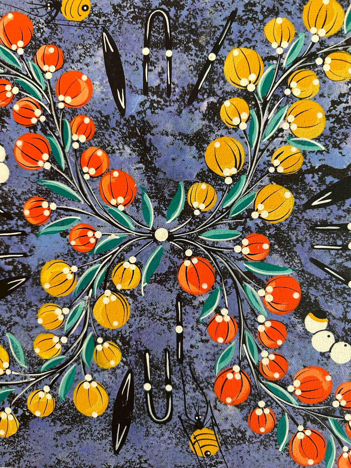 Women gathering Bush Tucker by June Sultan, 31x31cm FJ233JS Women gathering Bush Tucker by June Sultan, 31x31cm FJ233JS