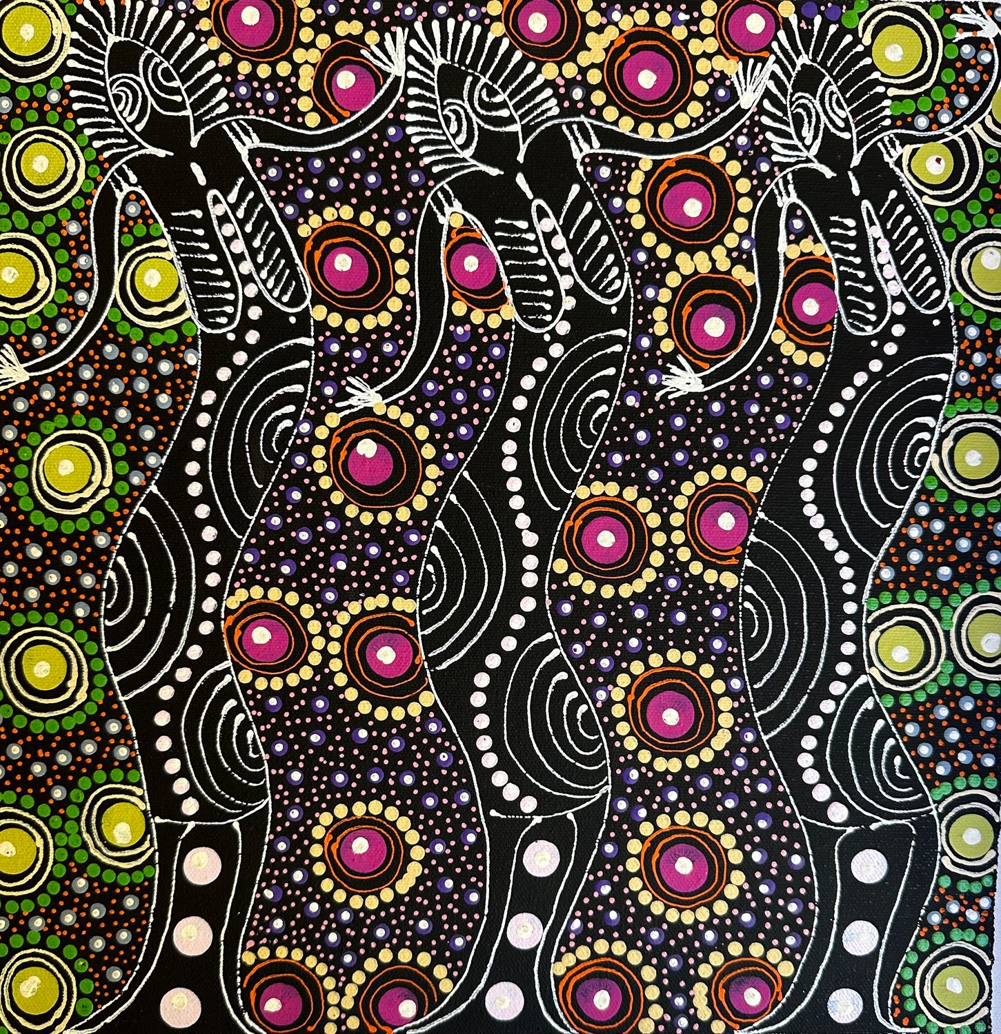 Dreamtime Sisters by  Colleen Wallace Nungarrayi 32x32cm FJ479CW