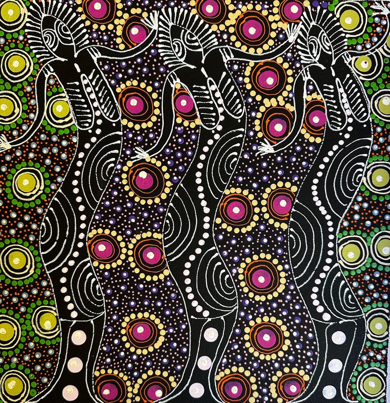 Dreamtime Sisters by  Colleen Wallace Nungarrayi 32x32cm FJ479CW