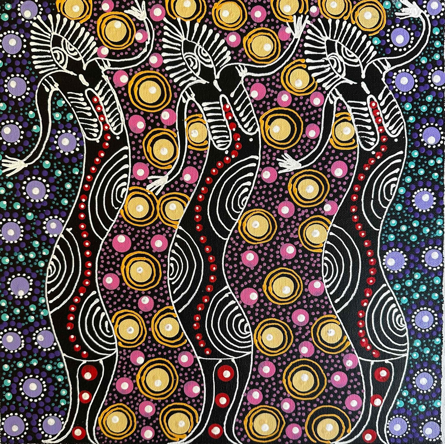 Dreamtime Sisters by  Colleen Wallace Nungarrayi 32x32cm FJ480CW