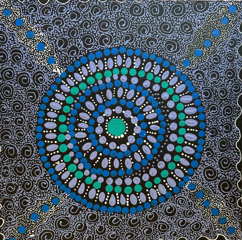 Bush seeds blown away by the Willy Willy (dry weather wind) by Eileen Bloomfield Perrule 32x32cm FJ089EB