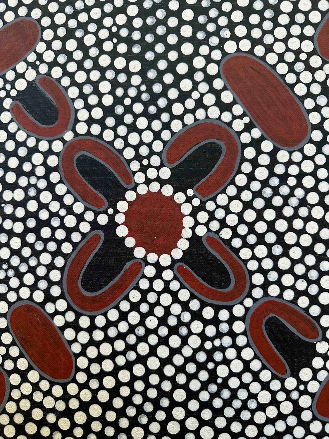 Women sitting around the campfire telling stories by Joan Sultan, 32x32cm FJ247JoS