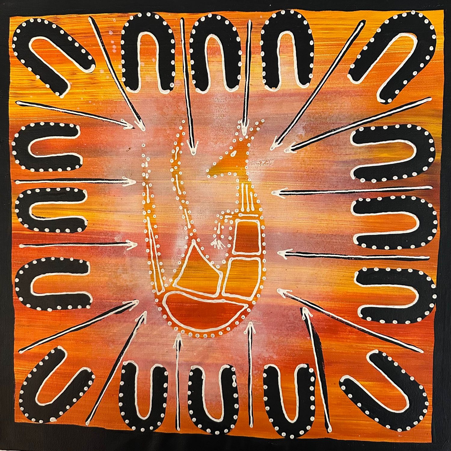 Men Hunting for Kangaroo by Judda 35x35cm FJ077JUD
