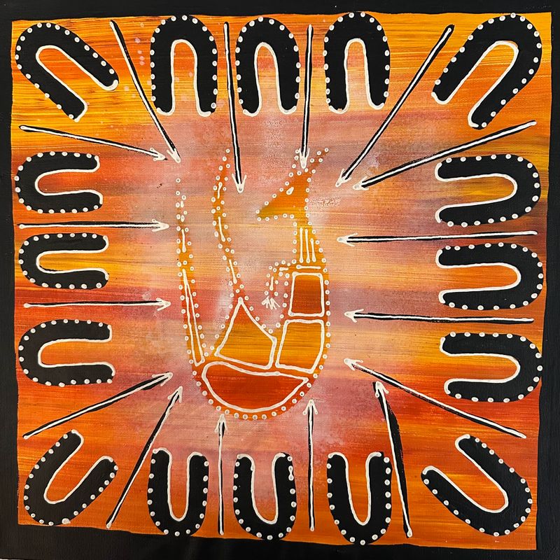 Men Hunting for Kangaroo by Judda 35x35cm FJ077JUD