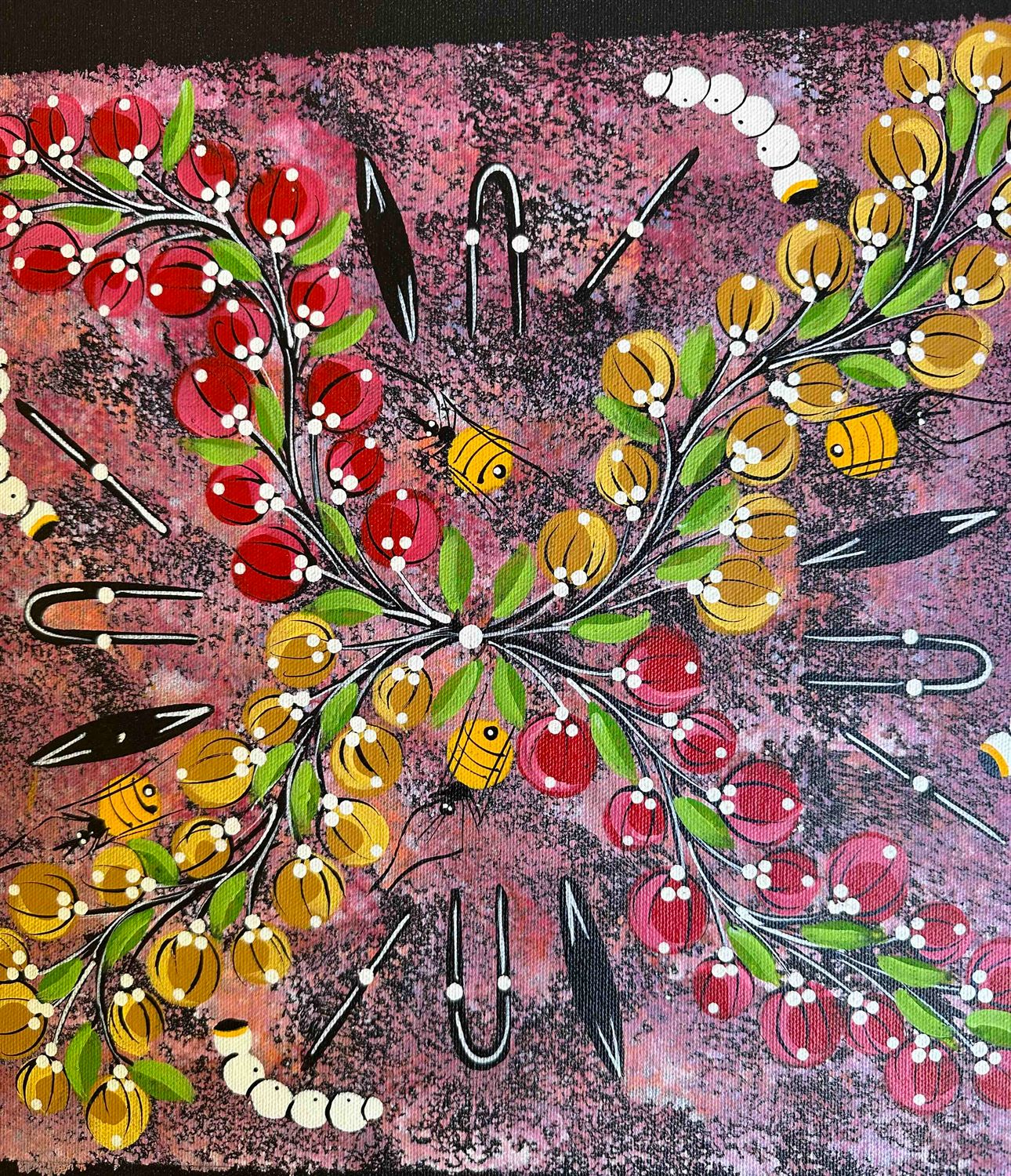 Women gathering Bush Tucker by June Sultan, 31x31cm FJ234JS