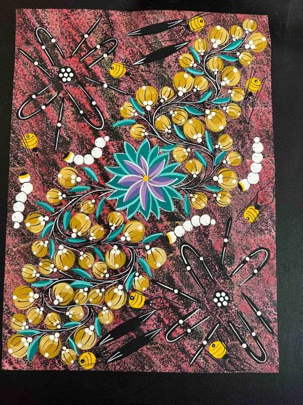 Women gathering Bush Tucker by June Sultan, 30x40cm FJ166JS