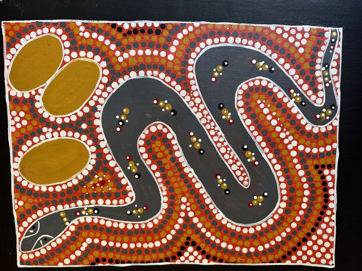 Female snake watching over her eggs by Joan Sultan, 32x43cm FJ168JoS