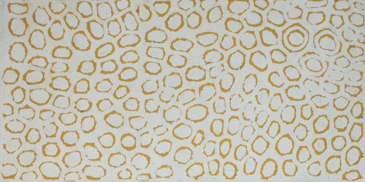 Rockhole sites on Ancestral Country 2001 by Ningura Napurrula, 122x61cm Cat 6639NN