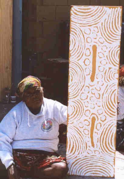 Ceremonies for Rockhole Dreaming 2001 by Ningura Napurrula 36x122cm Cat 6655NN