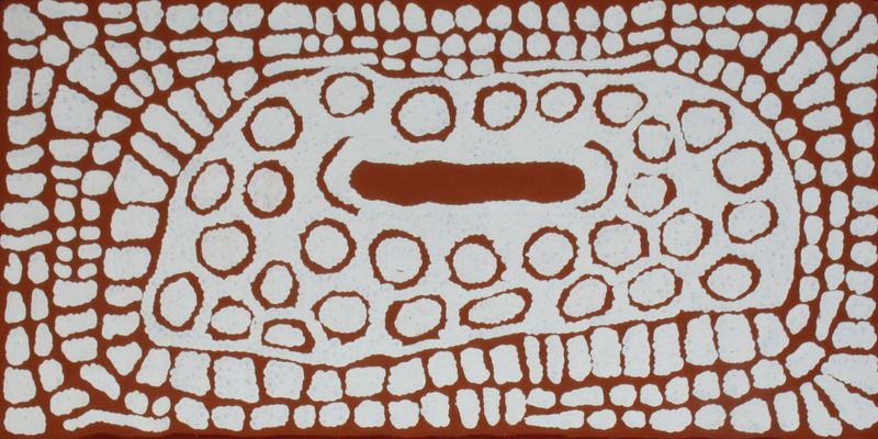 Rockhole sites on Ancestral Country 2001 by Ningura Napurrula, 122x61cm Cat 6681NN