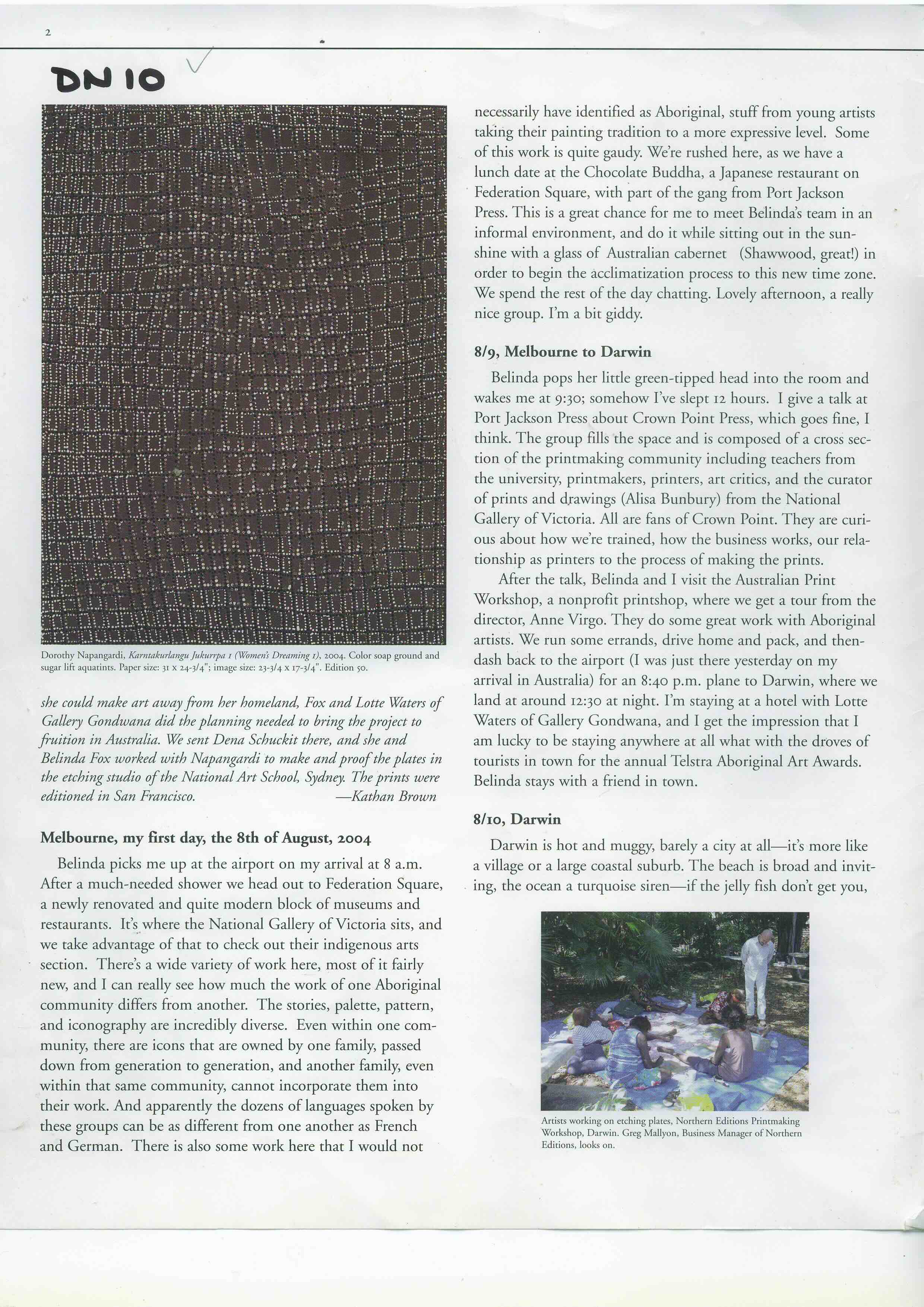 Karntakurlangu Etching by Dorothy Napangardi DN-10