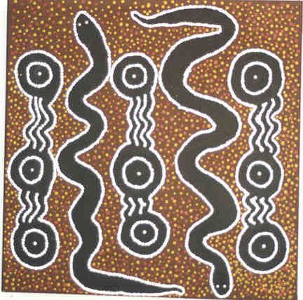 Snake Dreaming 1995 by Willy Bennett Tjapanangka, 61x61cm