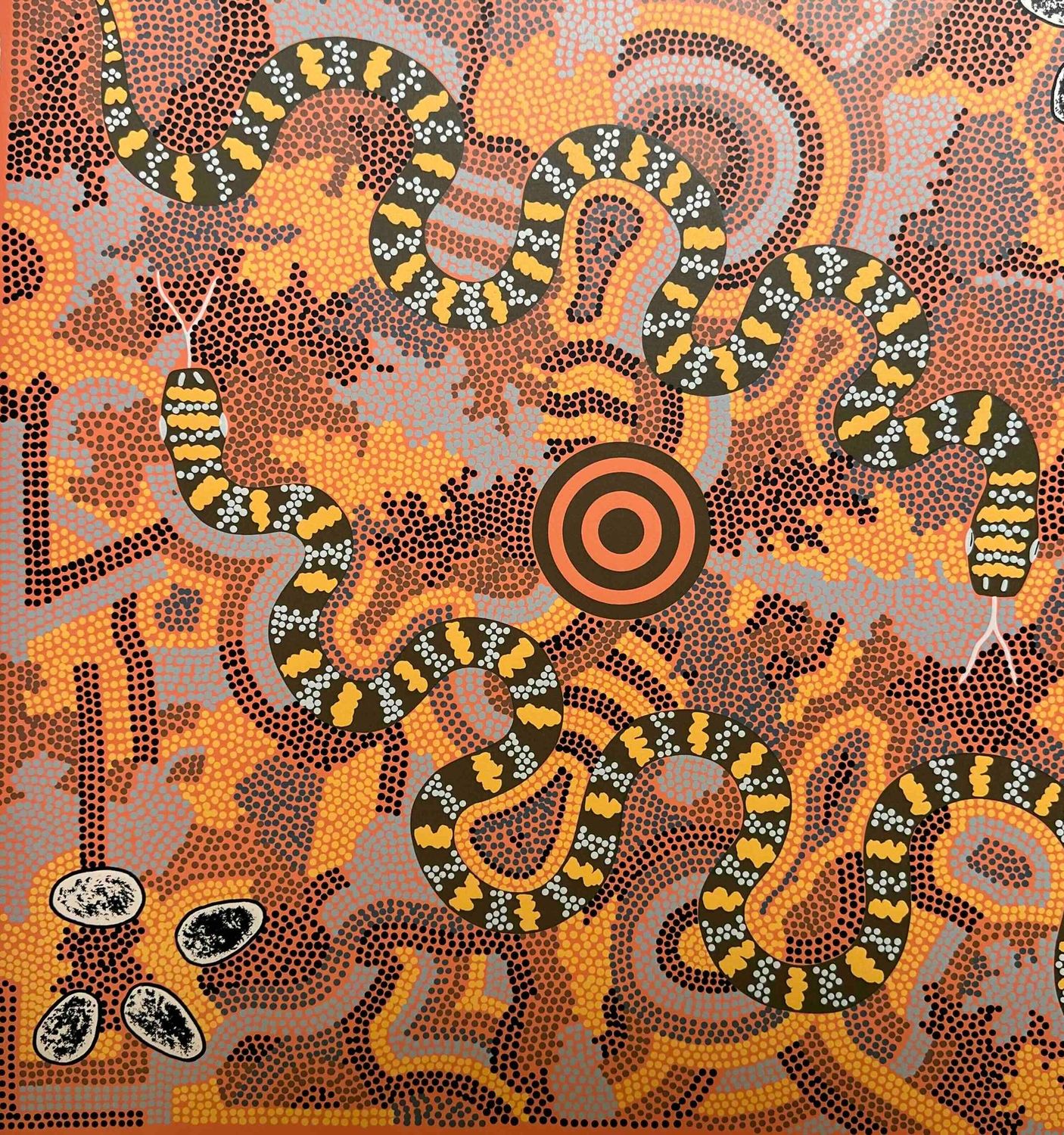 Two Snake Dreaming Screenprint by Michelle Possum Nungarrayi