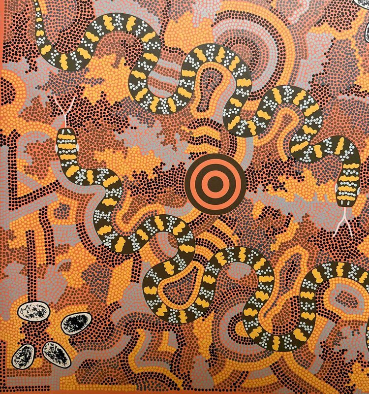 Two Snake Dreaming Screenprint by Michelle Possum Nungarrayi