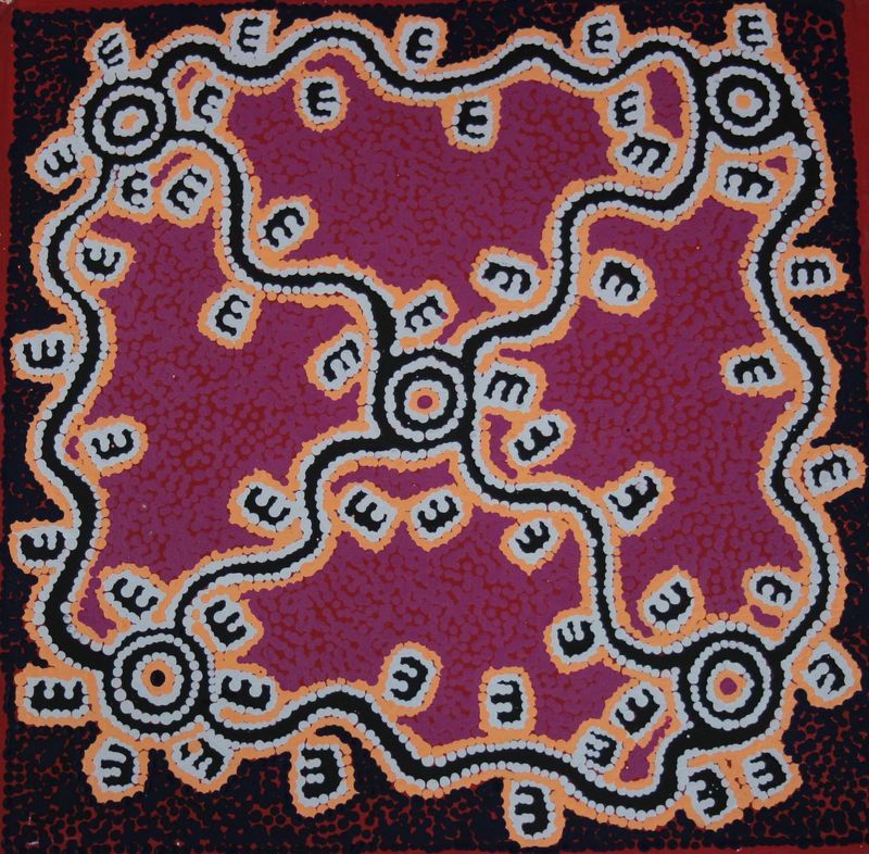 Yankirri (Emu) Dreaming by Paddy Japaljarri Stewart, 46x46cm
