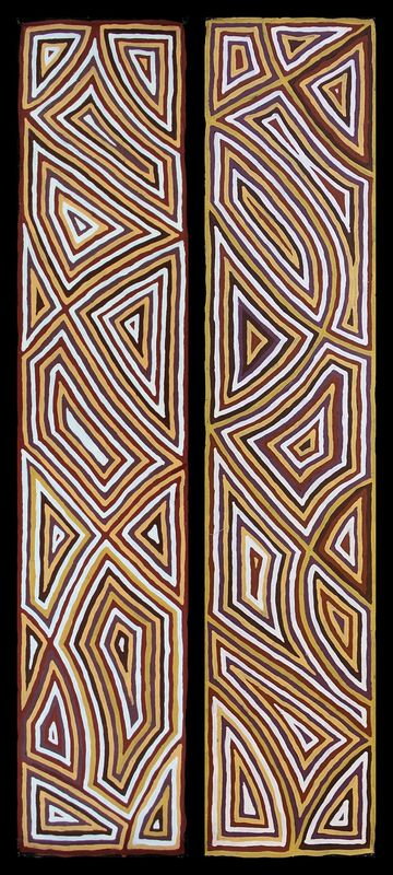Awelye 2000 by  Abie Loy Kemarre 31x152cm diptych 5314AL with 5315AL
