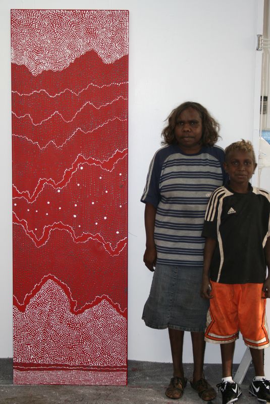 Pirlinyanu Site - Water Dreaming (2010) by Julie Nangala Robertson, 198x61cm Cat 13483JR