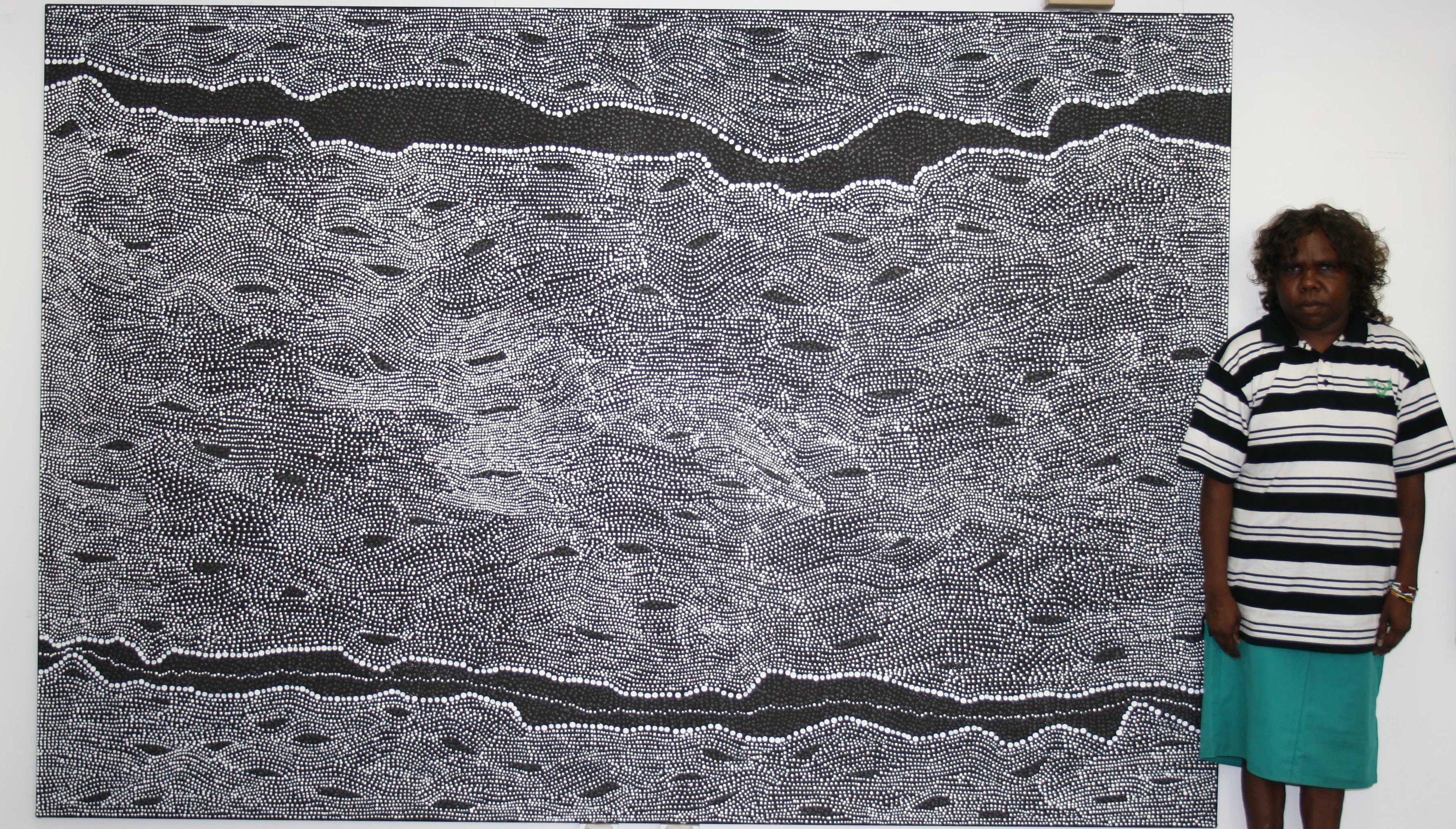 Ngapa Jukurrpa (Water Dreaming) by Julie Nangala Robertson, 244x168cm 13223JR