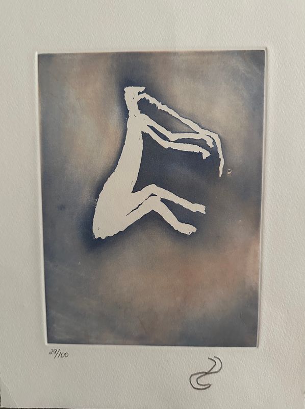 Dulklorrkelorrken spirit etching by Lofty Bardayal Nadjamerrek 14x19cm