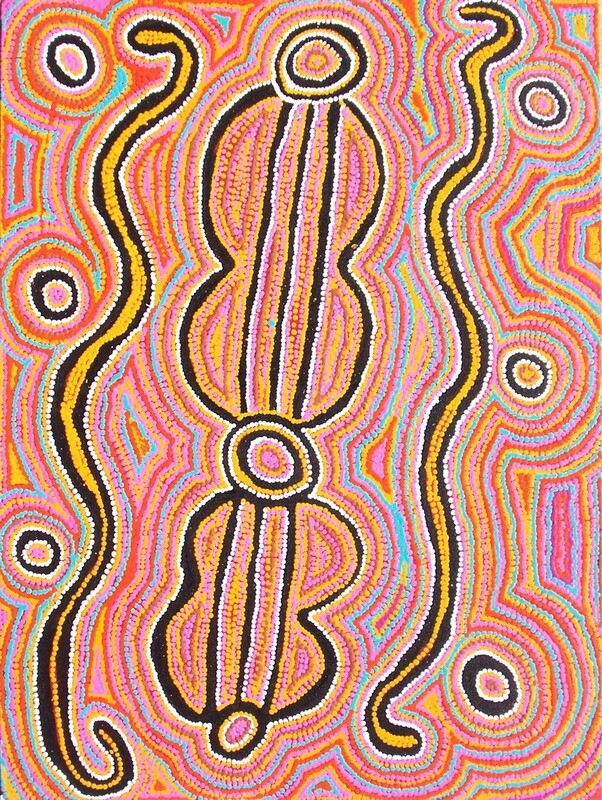 Water and Wanampi Snake Dreaming, 2007 by Jorna Nelson Napurrurla 122x91cm