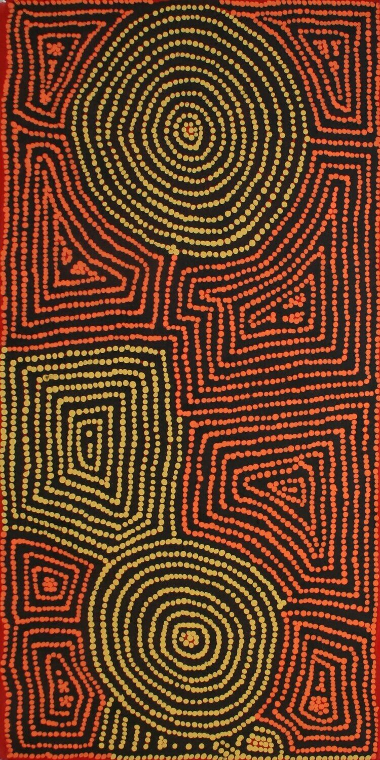 Tingari Cycle 2005 by Barney Campbell Tjakamarra 122x61cm 9366BC SOLD MARC YVONNOU Tingari Cycle 2005 by Barney Campbell Tjakamarra 122x61cm 9366BC SOLD MARC YVONNOU