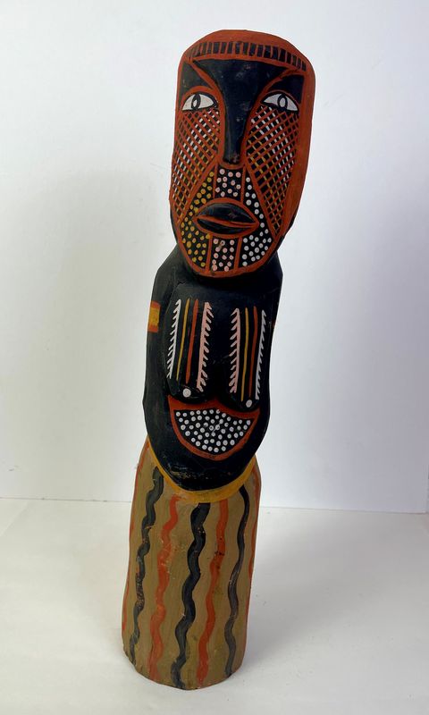 Bima, Natural ochre & pigment on ironwood, Maria Josette Orsto, 56cm high