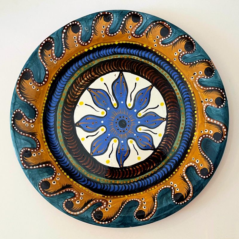 Ernabella Ceramic Plate by Karen Carroll, 2008. 38cm