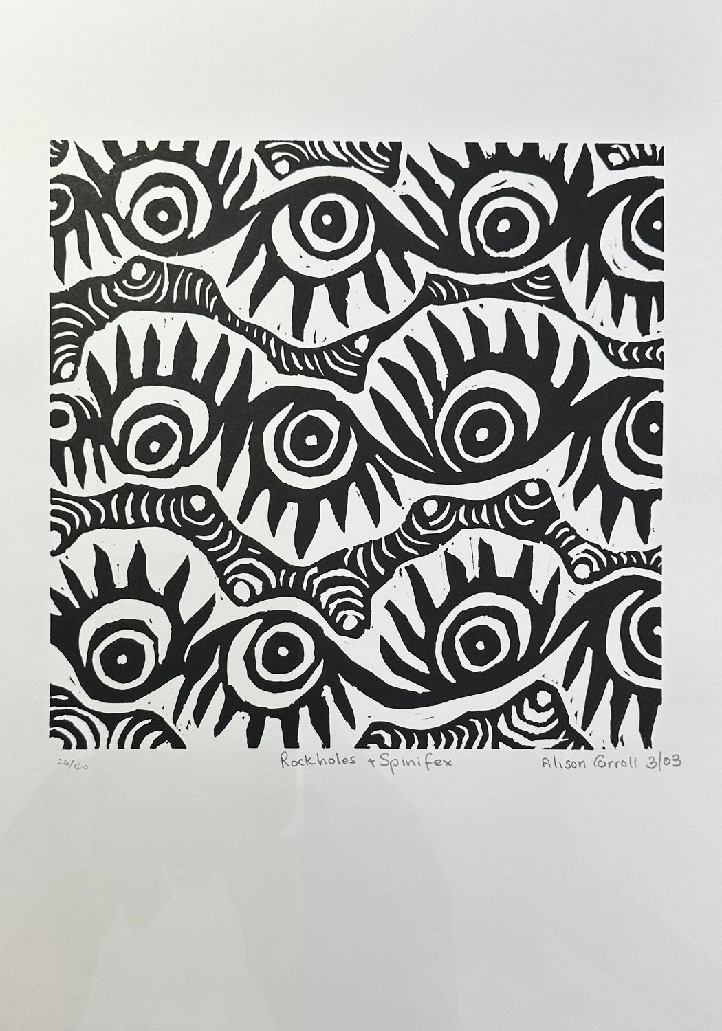 Alison Carroll Rockholes and Spinifex 2003, Linocut Alison Carroll Rockholes and Spinifex 2003, Linocut