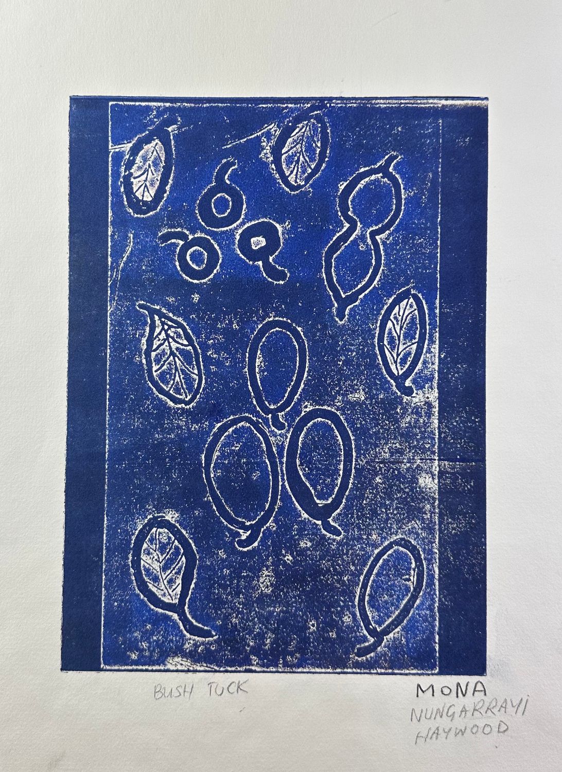 Mona Nungarrayi Haywood, Bush Tucker, AP Woodblock Mona Nungarrayi Haywood, Bush Tucker, AP Woodblock