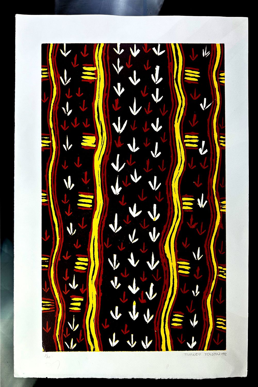 Turkey Tolson, Kangaroo, colour woodblock print 1992