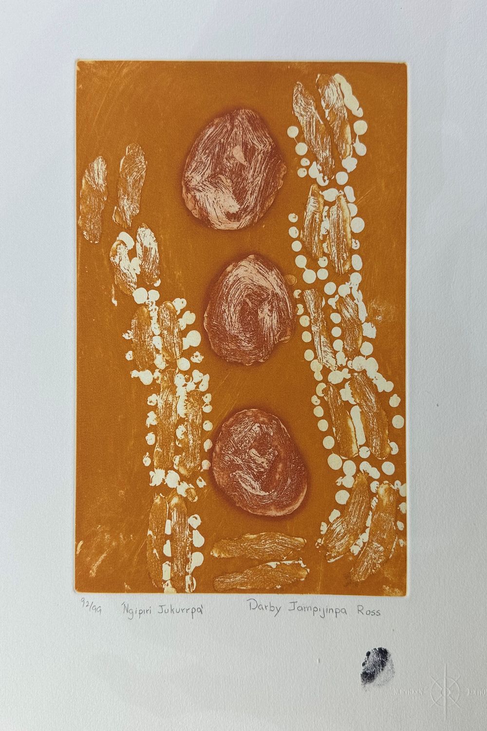 Darby Jampijinpa Ross, Ngipiri Jukurrpa etching, 92/99
