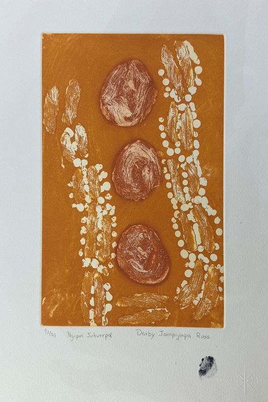 Darby Jampijinpa Ross, Ngipiri Jukurrpa etching, 92/99 Darby Jampijinpa Ross, Ngipiri Jukurrpa etching, 92/99
