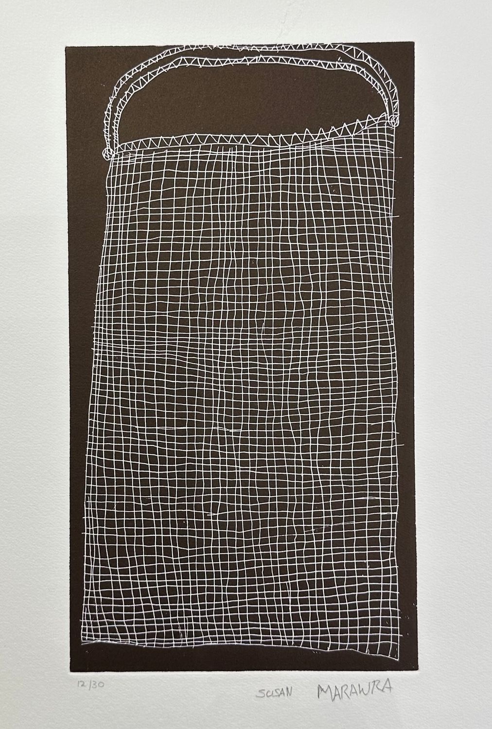 Susan Marawarr, Etching Dilly Bag, Etching 12/30 Susan Marawarr, Etching Dilly Bag, Etching 12/30