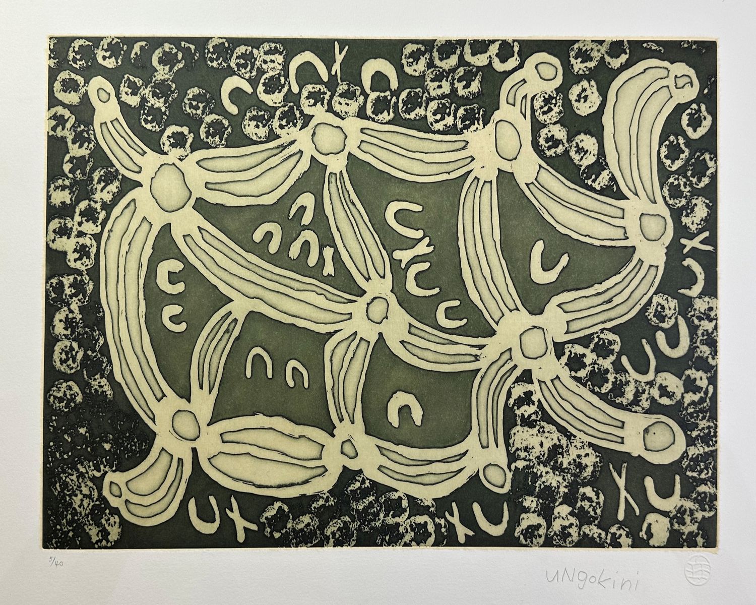 Ungakini Tjangala, Untitled etching Ungakini Tjangala, Untitled etching