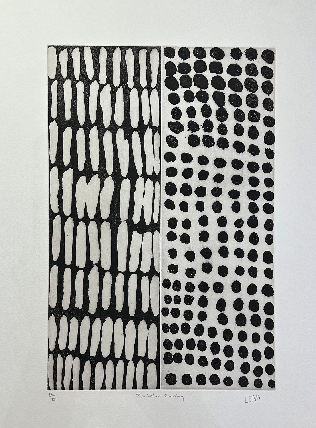 Lena Nyadbi, etching (Warmun) Jimbalan Country