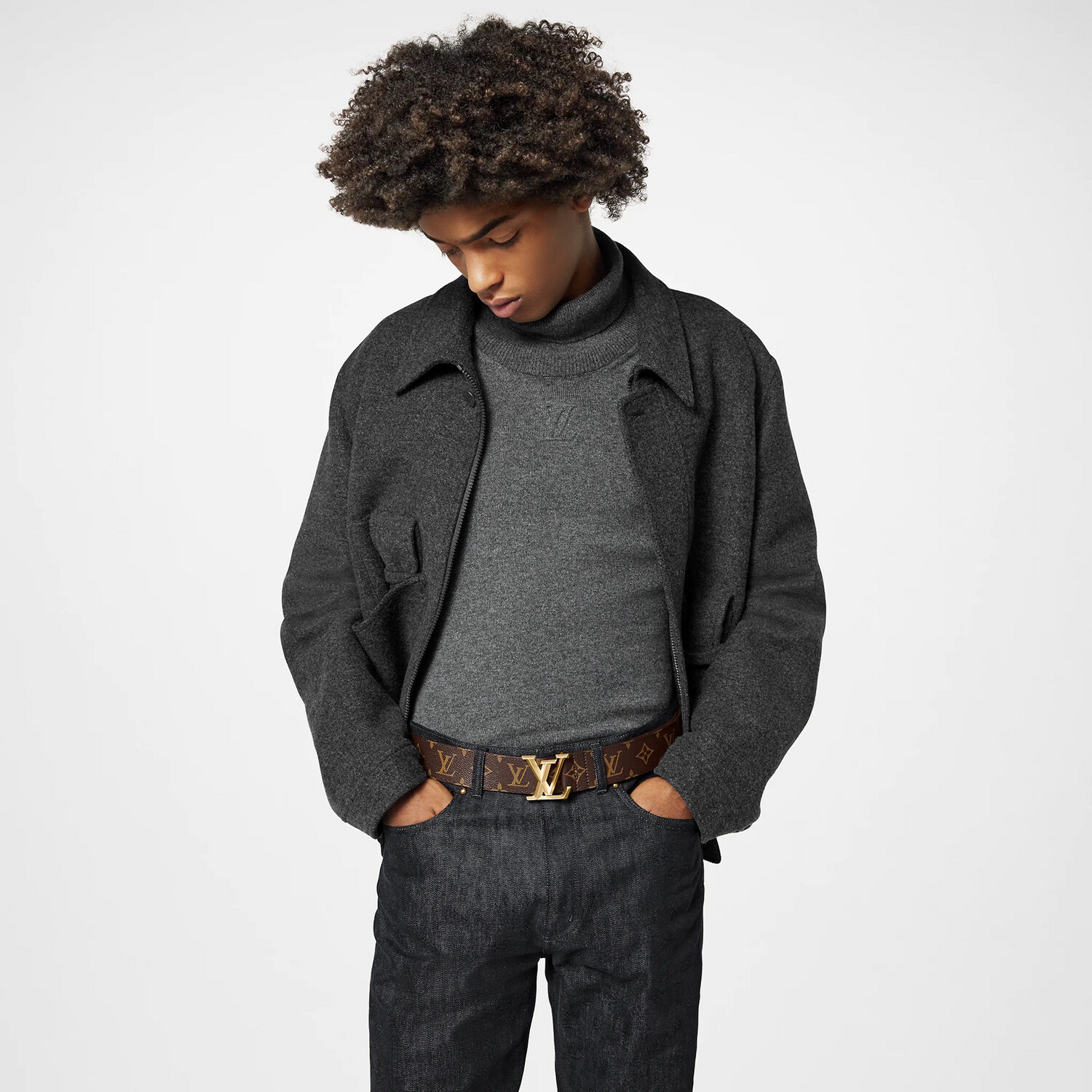 Brown LV Print Gold Buckle