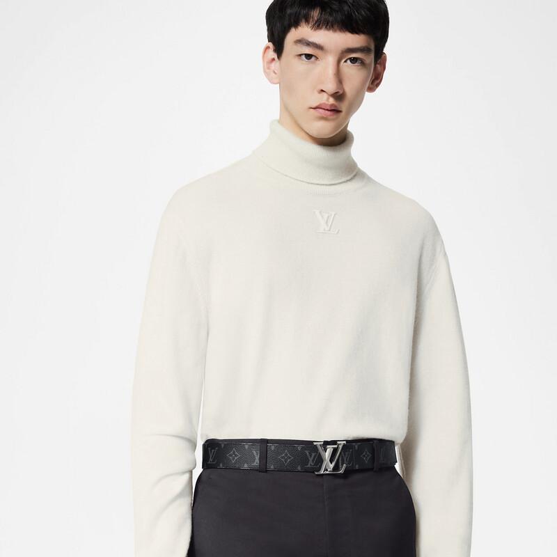 Black LV Print Silver Buckle