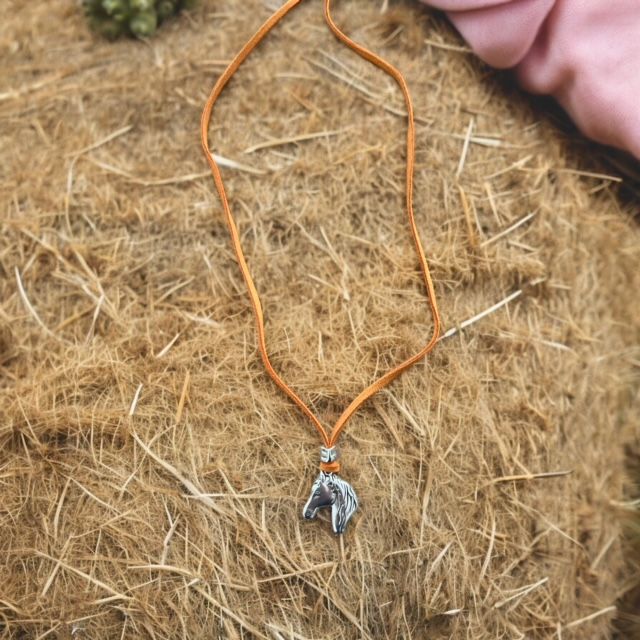 collier cheval avec cordon feutrine orange