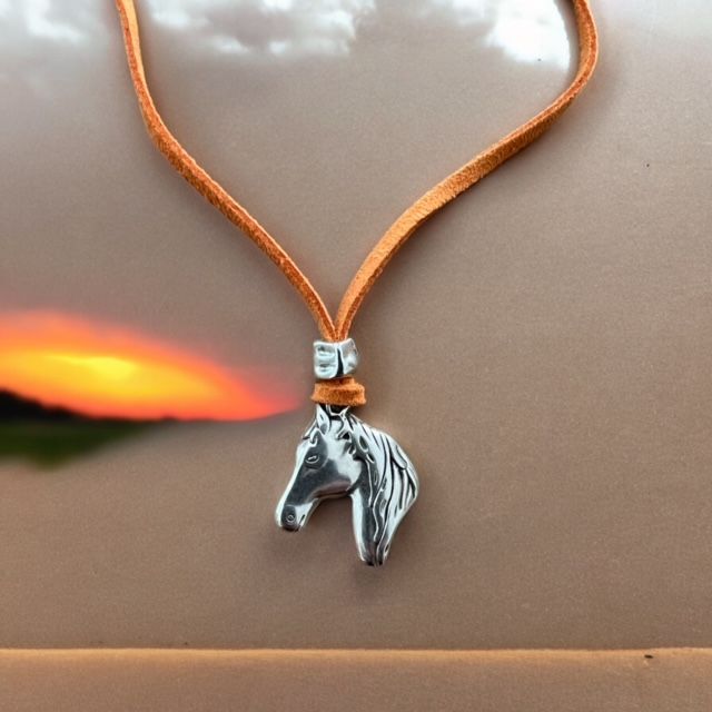 collier cheval avec cordon feutrine orange