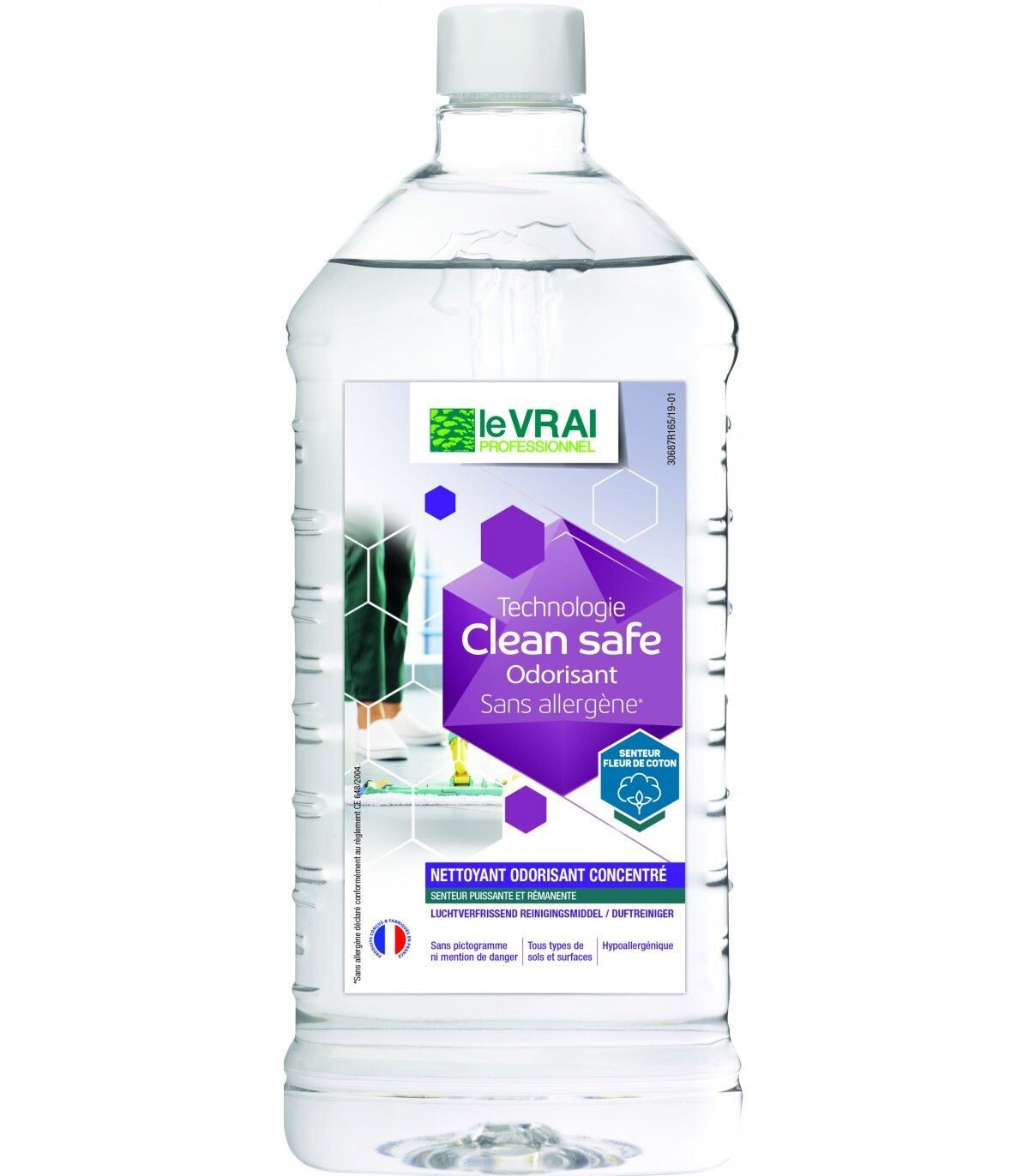 NETTOYANT ODORISANT SANS ALLERGÈNE CLEAN SAFE, FLACON 1 litre - LE VRAI PROFESSIONNEL