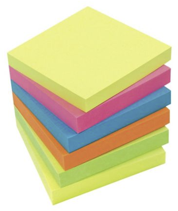 Bloc de 6 couleurs notes adhésives
