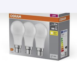 LED CLASSIC OSRAM BASE x3 CLA60 Dépolie B22d 8,5 W 827 806lm - Lot de 3