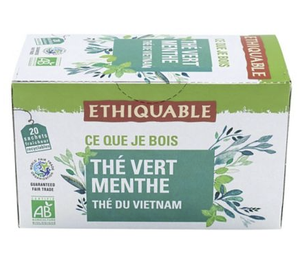 Thé vert menthe bio Ethiquable - 20 sachets fraîcheur