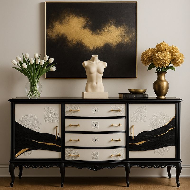 Aparador Isabelino restaurado Blanco y Negro